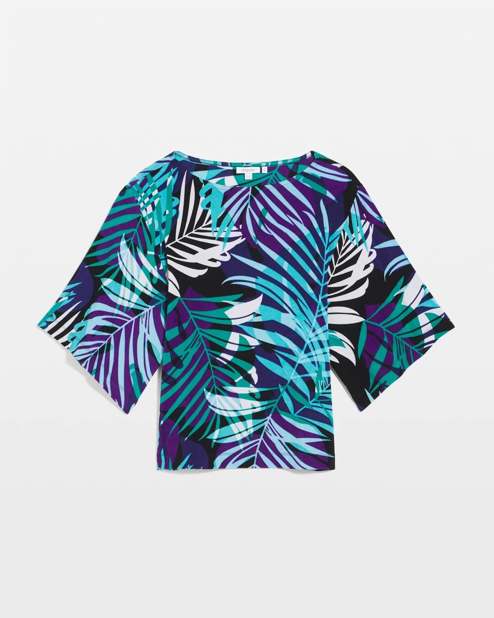 売れ筋商品|||２４セブンコンフォート カットソー トップス レディース Petite V-Neck Geometric Print Front Kimono Sleeve Top Black Multi Travelers™ Tropical Nights Kimono Sleeve Top | Chico's